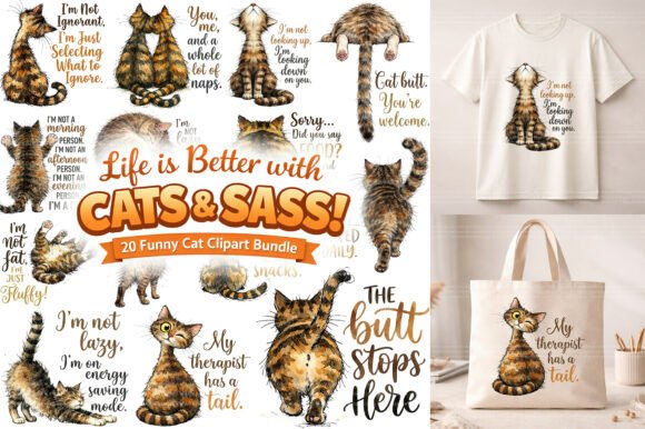 Download Funny Sassy Cat Quotes PNG Bundle Pack - Pack Collection